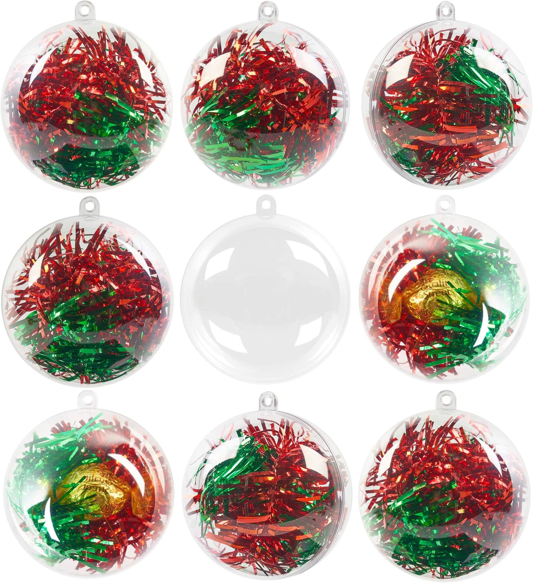 The Twiddlers - 48 Clear Clear Plastic Fillable Baubles - Empty Bauble to Fill with Decor DIY Craft Xmas Tree Ornaments Decorations - 6cm