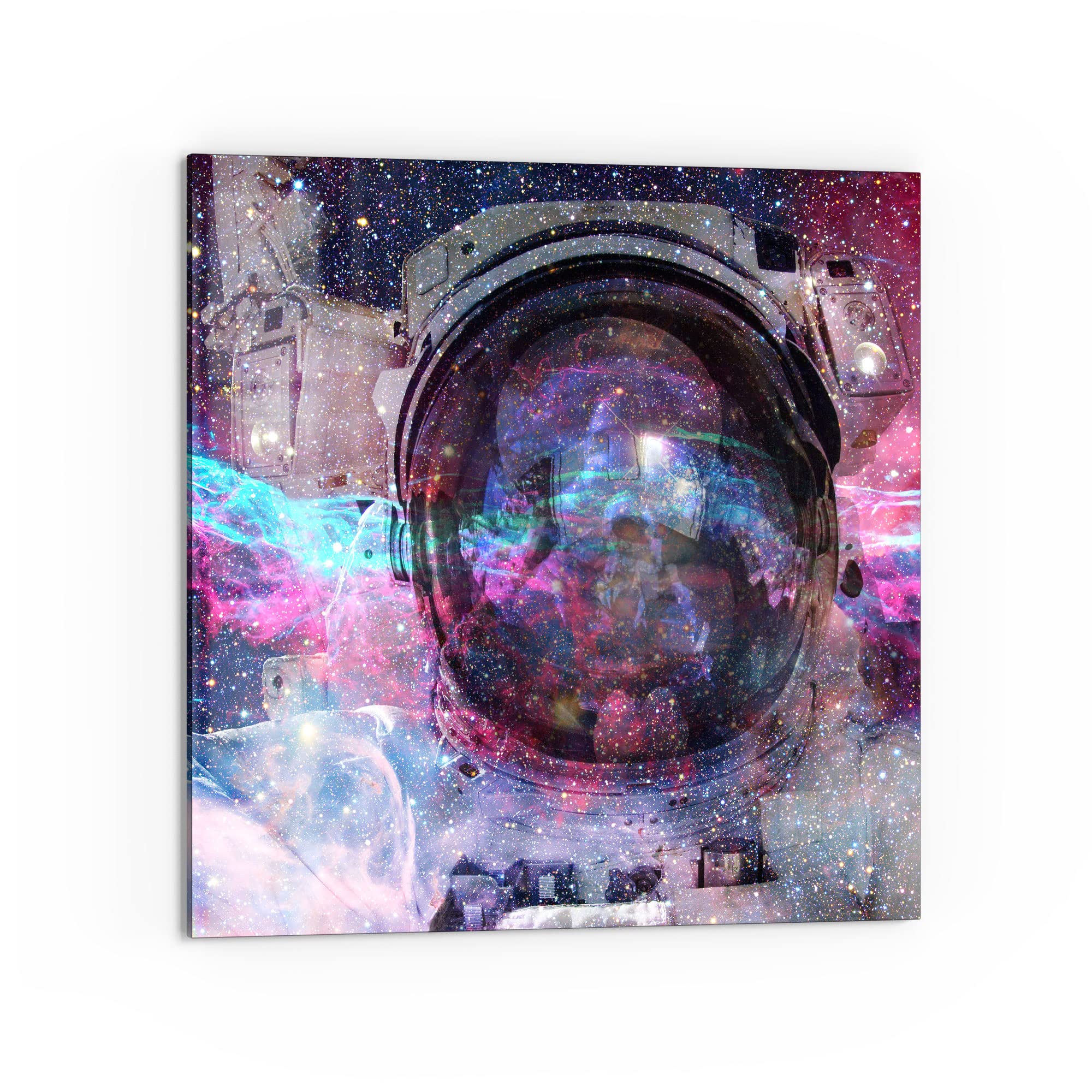 DEQORI Tylna ścianka kuchenna, szkło, motyw NASA astronauty w mgle, 60 x 60 cm, tylna ścianka do łazienki lub kuchenki, osłona przed pryskaniem, do kuchni i łazienki, nowoczesna dekoracja na kafelki