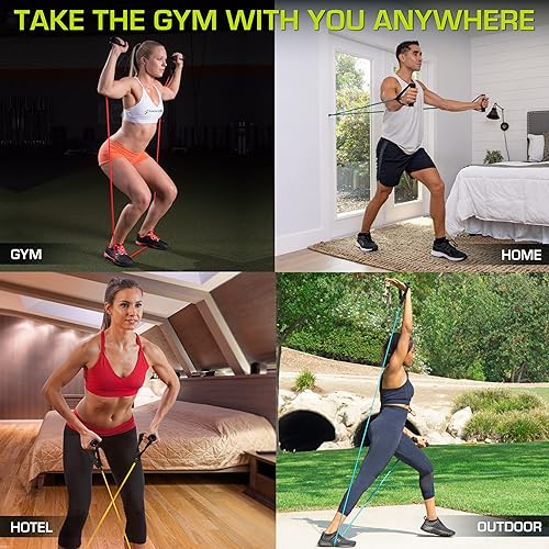 Miniatura 7 de ProsourceFit Bandas de resistencia apilables con anclaje de puerta y tabla de ejercicios, ejercicios de cuerpo completo y entrenamientos en casa