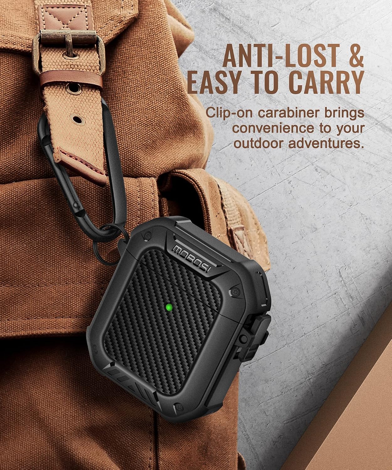 MOBOSI AirPods Case Cover, Secure Lock Clip AirPod Case Hard Full Protective Case Skin with Keychain, Designed for AirPods 2 & 1 Wireless Charging Case, Black