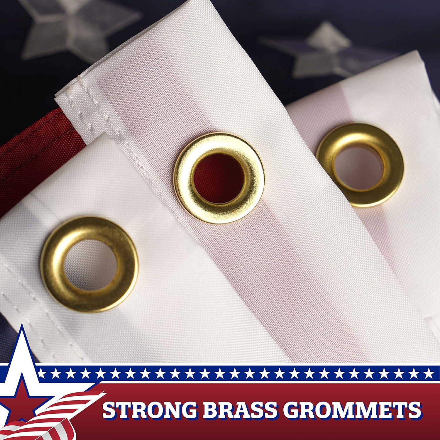 G128-3 Sets: USA Pleated Fan Flag Star 1.5x1.5FT Center Quarter Circle Embroidered Polyester Stars and Stripes