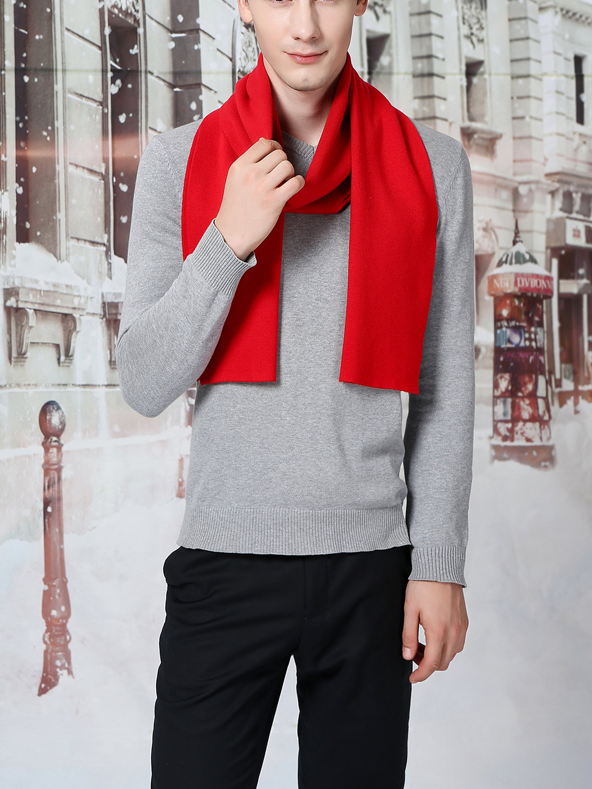 Sciarpa Uomo Giovane Autunno Inverno 6% Lana Sciarpa Morbido Casual Business 180 × 30 cm Tinta Unita
