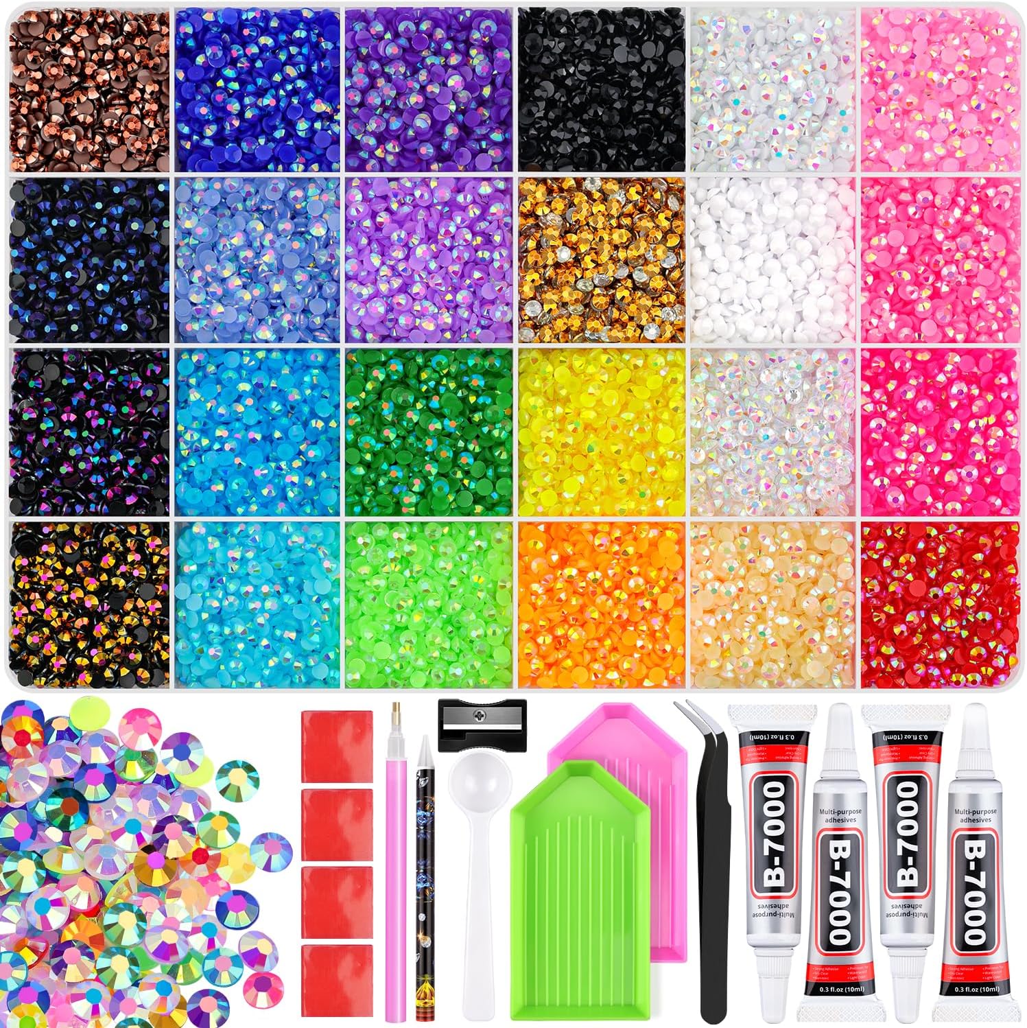 TINKRSTUFF 36000Pcs 3mm Jelly Rhinestones Bedazzling Kit