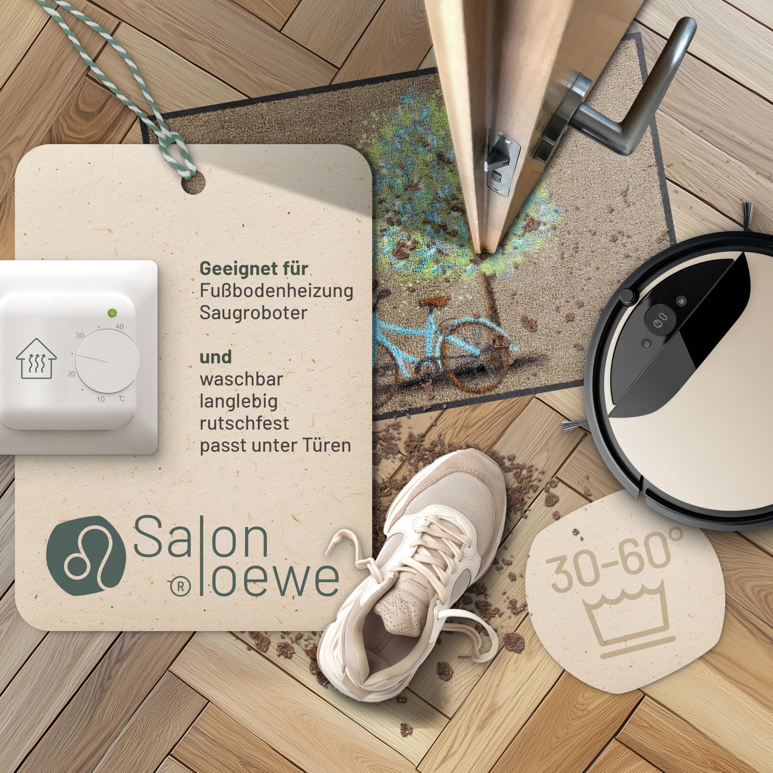 Salonloewe Paillasson Resting Tree - 50 x 75 cm - Avec motif - Lavable - Pour l'intérieur et l'extérieur