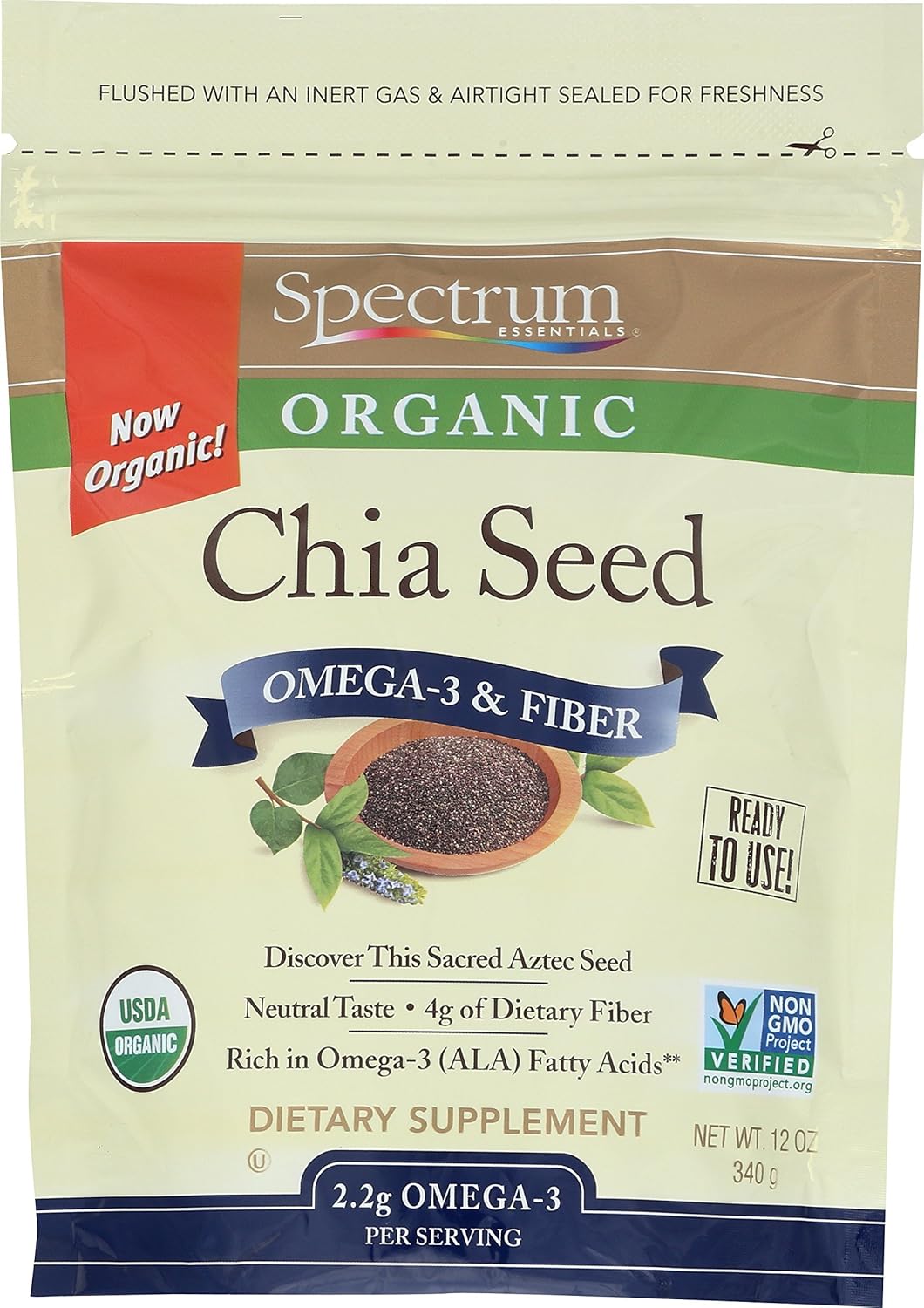 Spectrum Organic Chia Seed, 12 Oz Bag