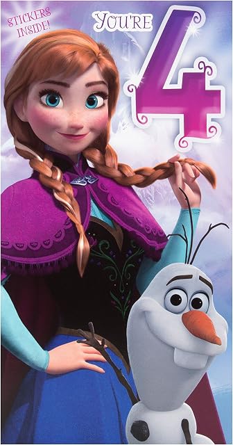 Hallmark Disney Frozen Anna 4th Birthday Card 'Special Girl' - Medium Slim