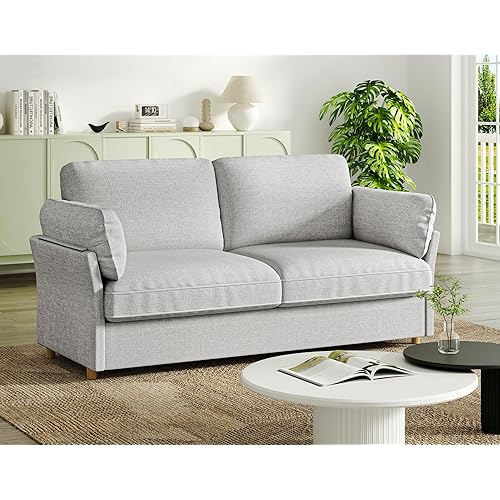Vesgantti Loveseat Sofa Couch, 70" Grey Couch, Modern Comfy Couch with Deep Seat Cushion, Small Sofa Small Couches for Living Room, Bedroom, Office, Tool-Free Assembly (70 Inch, Light Grey)
