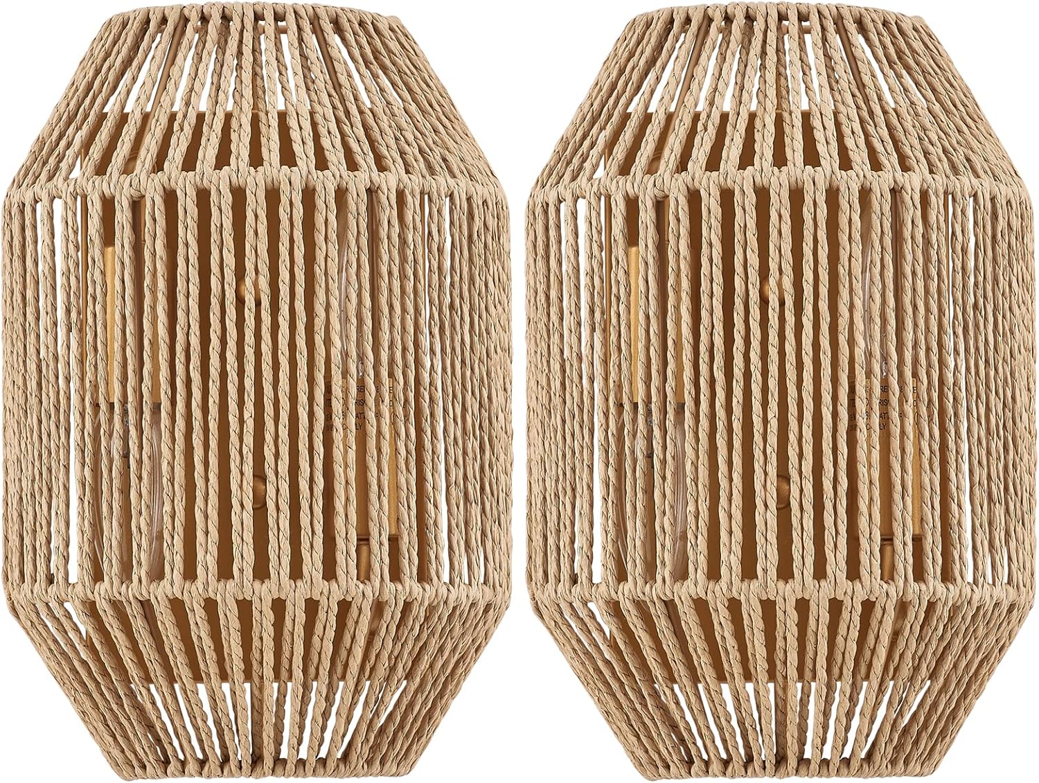 Natural Rattan Wall Sconce Set of 2, with Boho Woven Wicker Shade Antique Brass Brush Paint Finish for Vanity Stairway Fireplace Living Room Bedside Passway Hallway