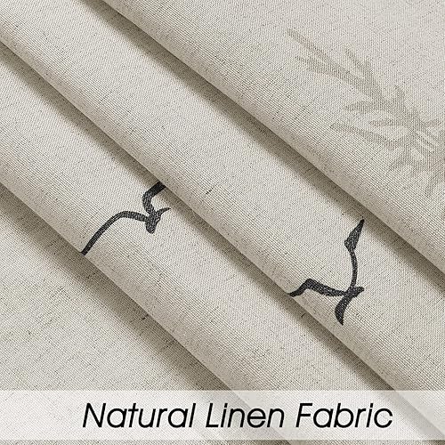 Miniatura 4 de SMABU Cortina de ducha de lino negro y beige de 78 pulgadas, cortina de ducha de tela de lino natural negro y bosque para baño, cortina de ducha de