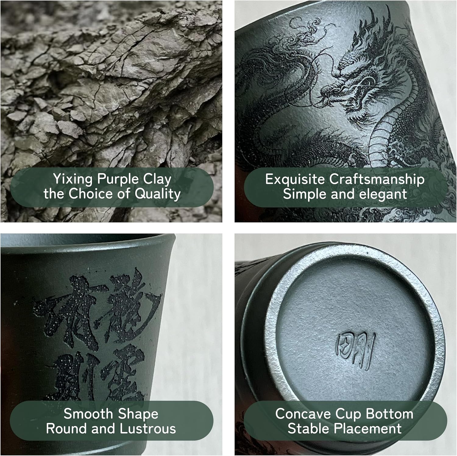 Yixing purple clay tea cup painted dragon pattern.Handmade host cups.Loong tea cup（only one）