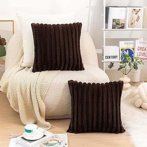Miniatura 2 de Uhomy Fundas de almohada de felpa de piel sintética de 12 x 20 pulgadas, paquete de 2 fundas de almohada decorativas de lujo súper suaves y