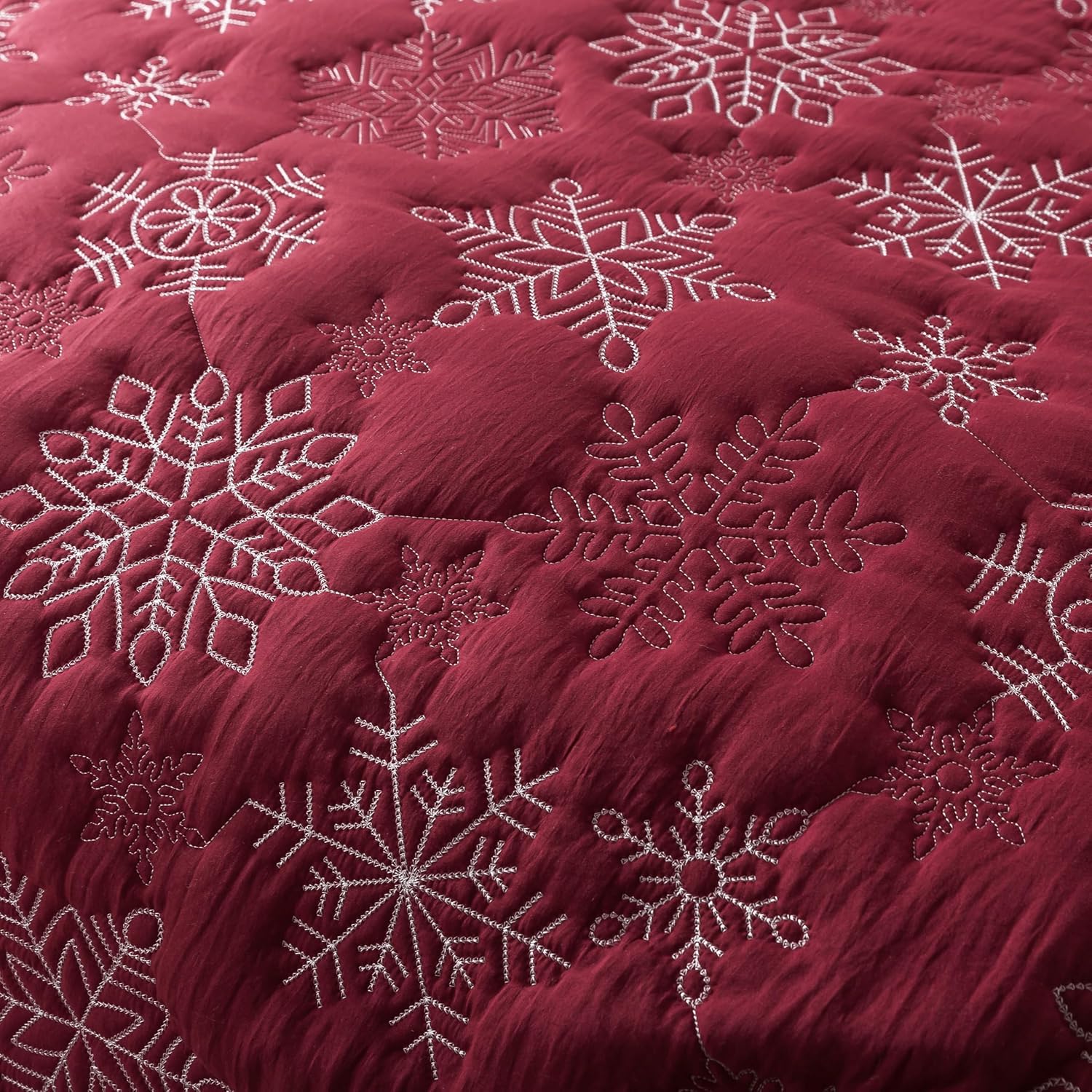 WDCOZY Christmas Quilt King Size Bedding Set with 2 Pillow Shams