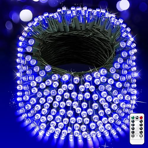 Guirnalda de luces de Navidad de 403 ft para exteriores 1000 luces LED súper largas con control remoto 8 modos y temporizador de memoria alambre