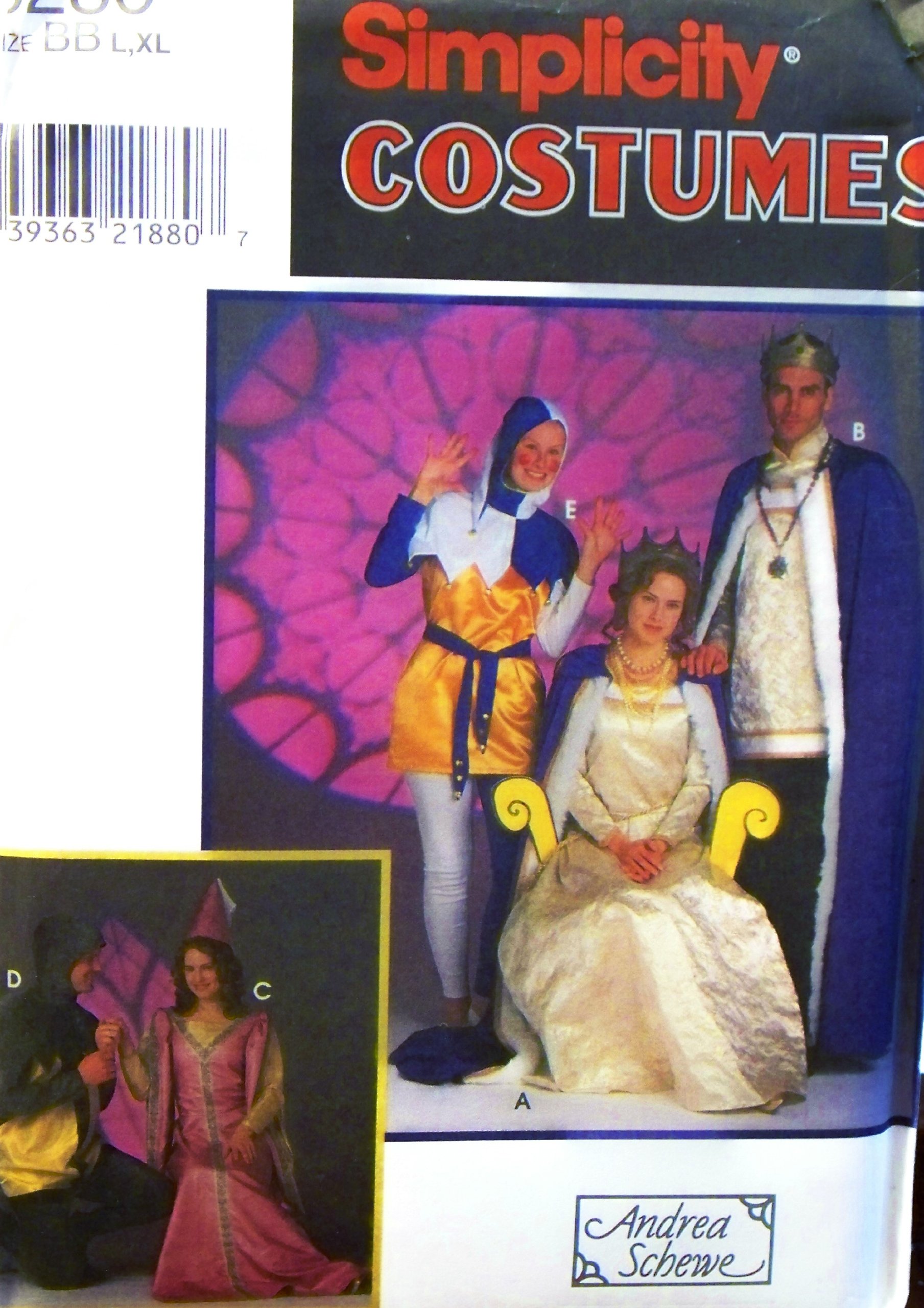 Patron médiéval Simplicity 8286 costume cosplay homme femme tailles L XL couture historique