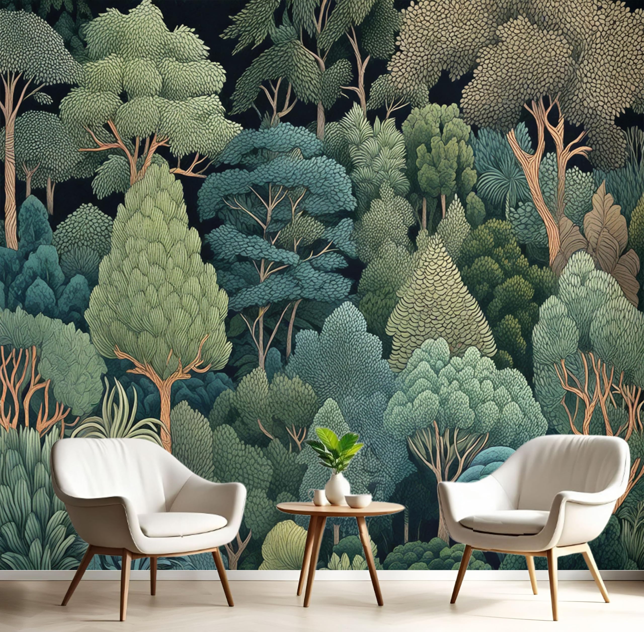 Papier Peint Panoramique Forêt Poster Geant Mural 3D Vert Foncé