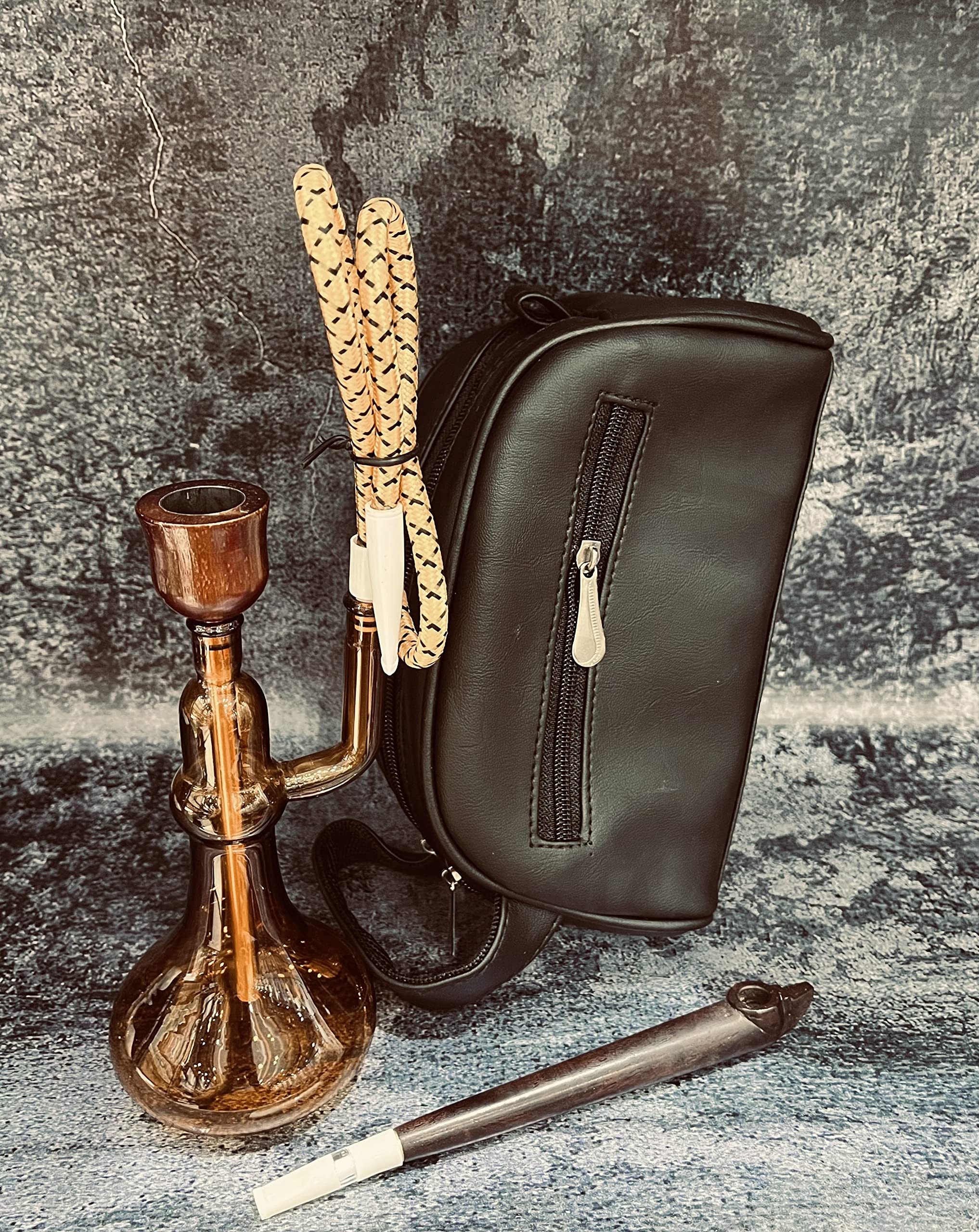 Mini hookah with leather bag and midwakh