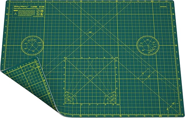 Self Healing Cutting Mat A2, 18" x 24" Fabric Cutting mat Double Sided 5-Ply Craft Cutting Board for Sewing,Crafts,Fabric, Quilting, Scrapbooking Projects, Green/Green-Shiny Merry