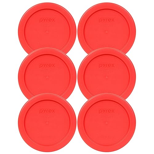 Pyrex 7202-PC Tapa de plástico redonda roja de 1 taza paquete de 6