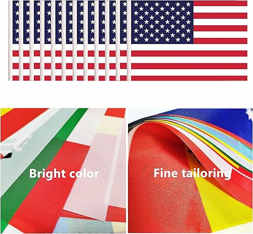 Miniatura 4 de Juego de 12 banderas de escritorio de Estados Unidos, pequeñas banderas de mesa de oficina con poste negro sólido de 12 pulgadas, 8.2 x 5.5