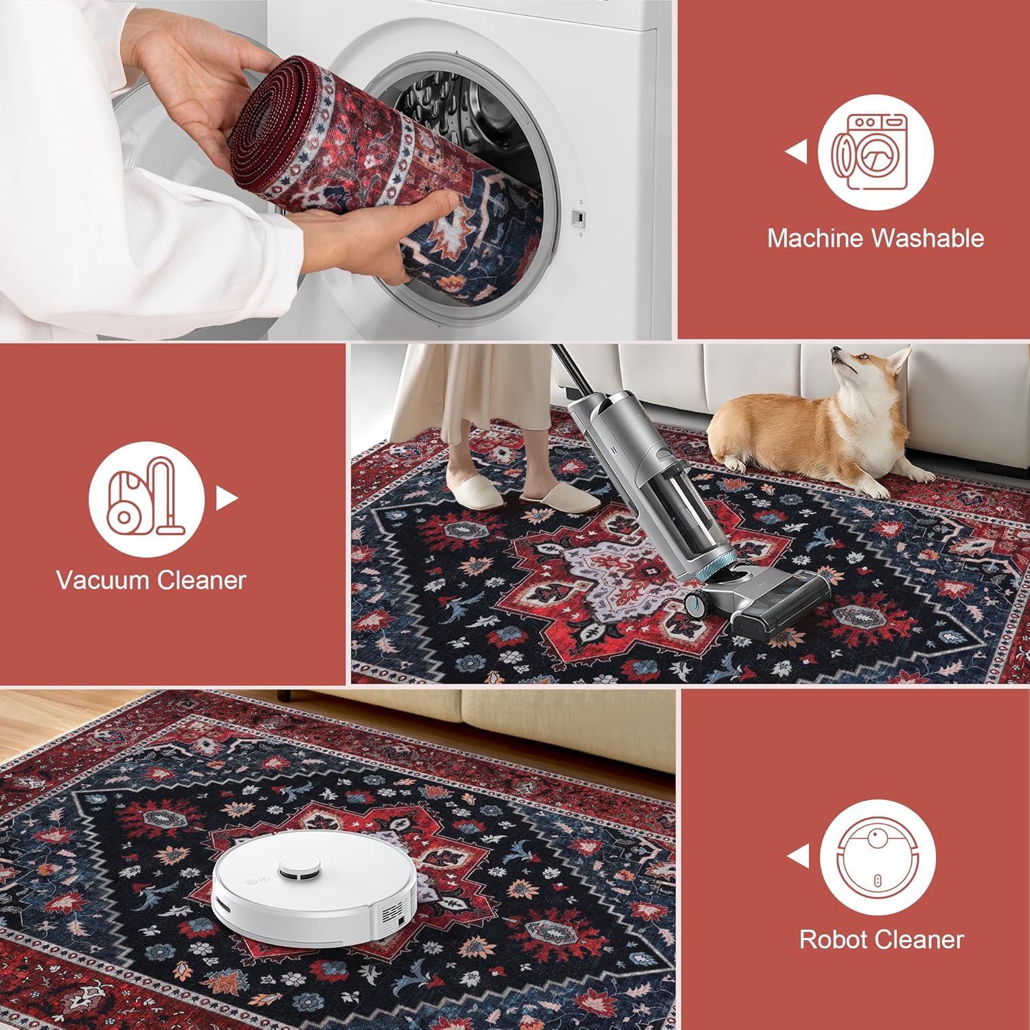 Ciicool Washable Runners Area Rug for Hallways, Ultra Soft 2'6 "x8' ft Boho Print Non-Slip Vintage Oriental Medallion Long Carpet for Kitchen Bedroom Laundry Bathroom - Image 4