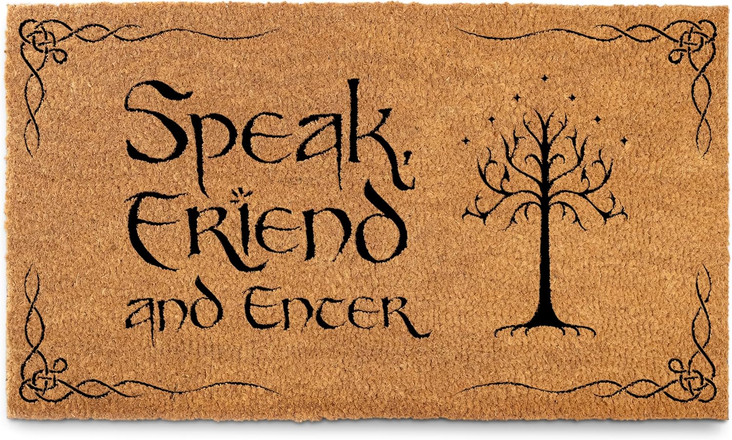 MAINEVENT Speak Friend and Enter Doormat 30x17 Inch, Trilogy Merchandise Welcome Mat for Covered Outdoor, Fan Gift, Fantasy Decor, Front Door Nerd Gift, Geek Decor, Nerdy Door Mat