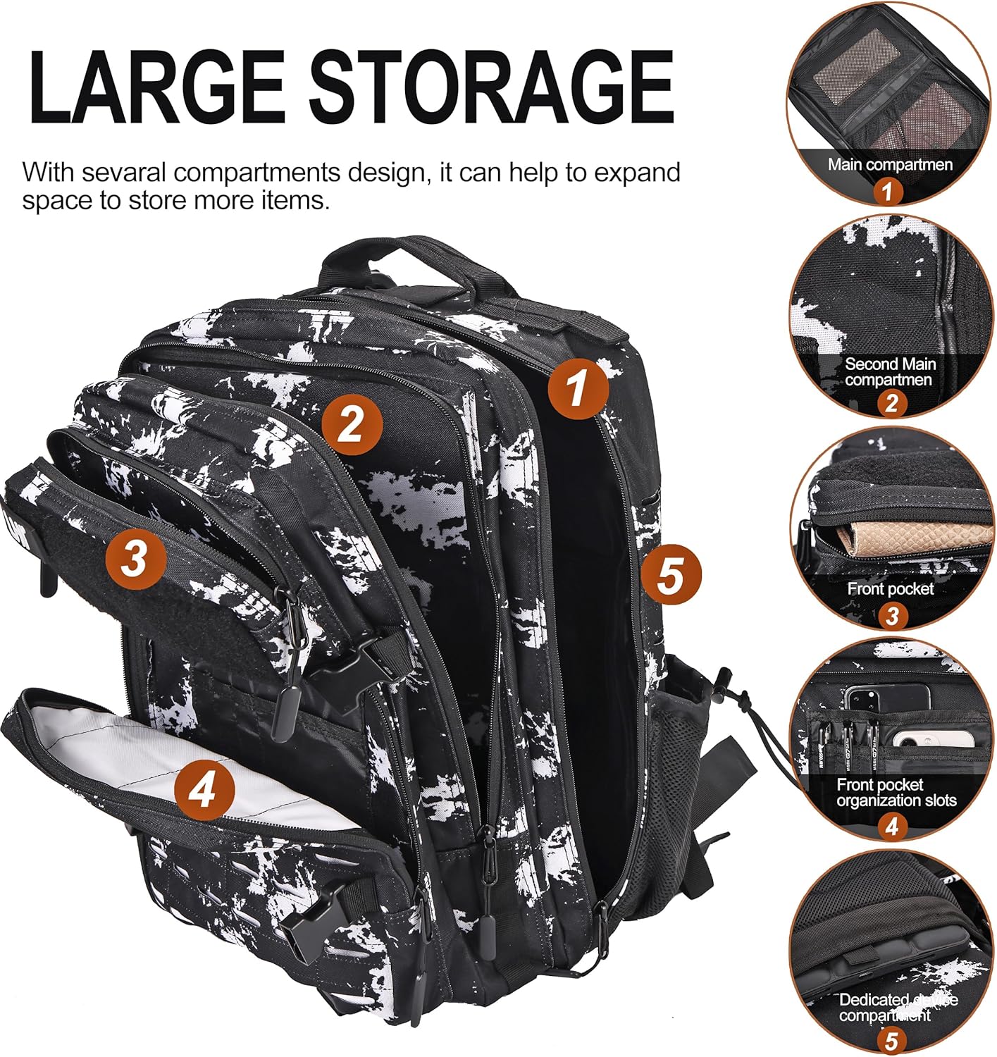 LHI Tactical Military Backpack for Men 25L/45L Large Molle Army Assault Pack 3 Day Hiking Rucksack With Bottle Holder - Image 4