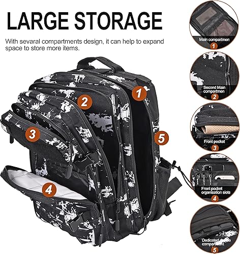 Miniatura 4 de LHI Mochila militar táctica para hombres 25L45L grande Molle Army Assault Pack 3 Day senderismo mochila con soporte para botella