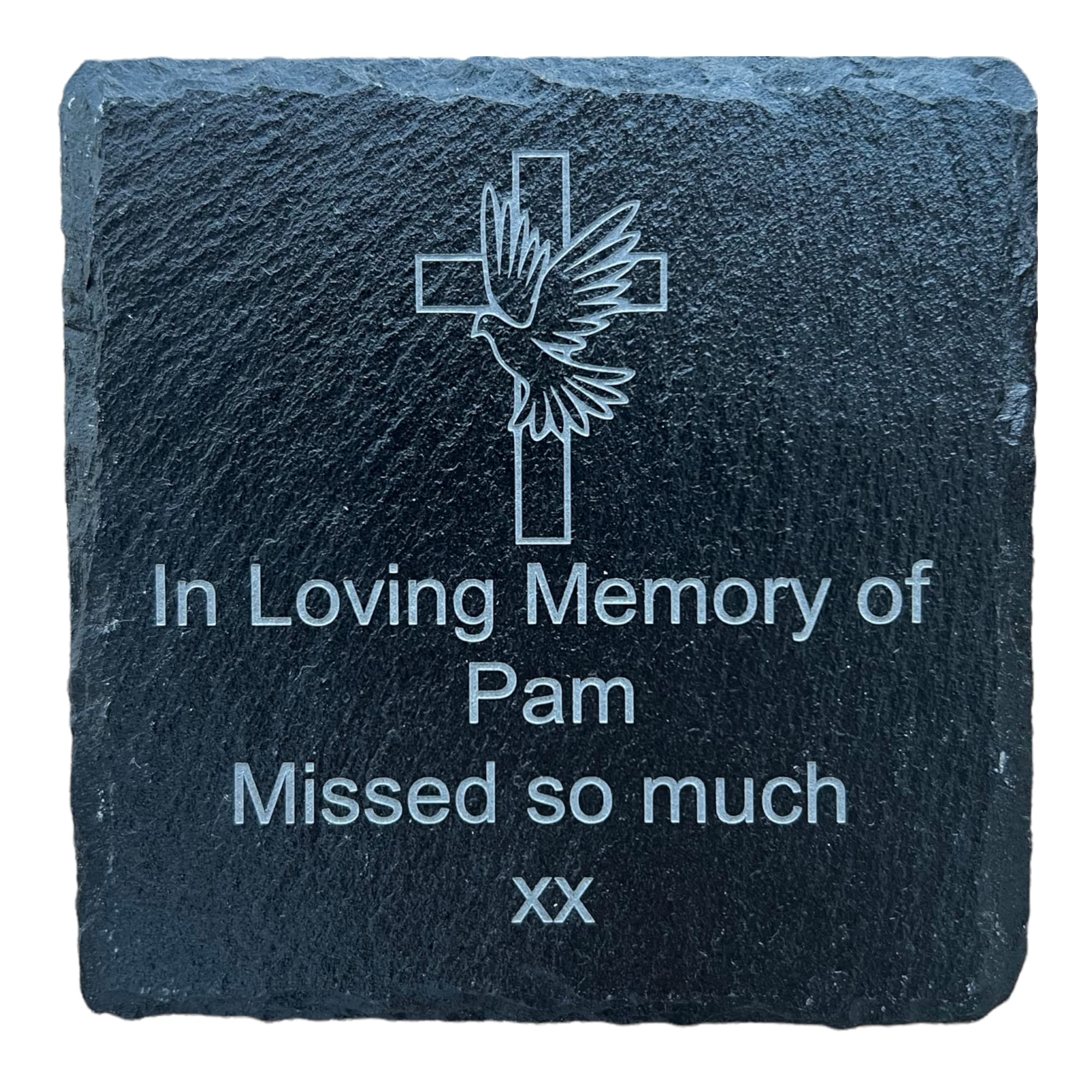 Cgm Clips Uk Grey Engraved Memorial Slate/Coaster - Personalised Choose Own Wording