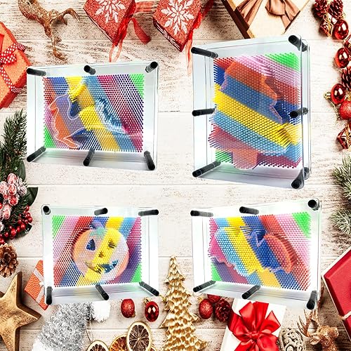 Miniatura 6 de Pines 3D Art - Agujas de juguete sensorial, divertido juguete de plástico con pines, tablero de palma grande (amarillo, 6 x 8 pulgadas)