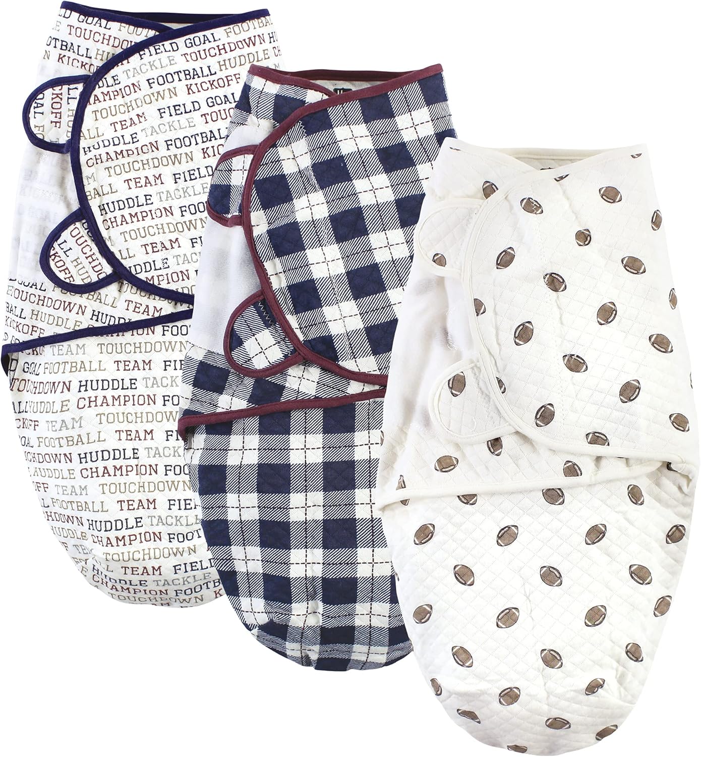 Hudson Baby Unisex Baby Quilted Cotton Swaddle Wrap 3pk, Pink Navy Floral, 0-3 Months
