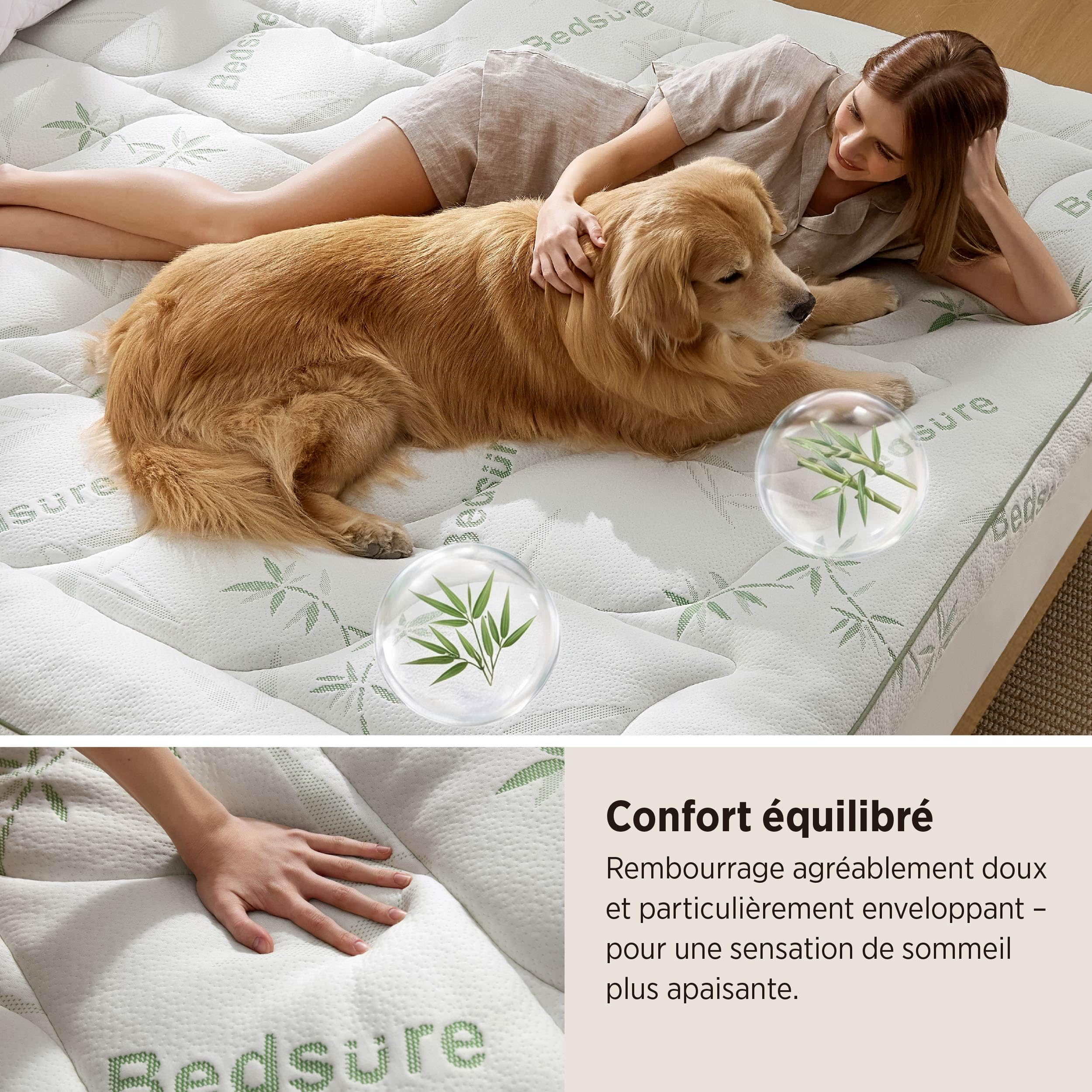 BEDSURE Surmatelas 160 x 200 cm - Confort Nuageux Protège-Matelas