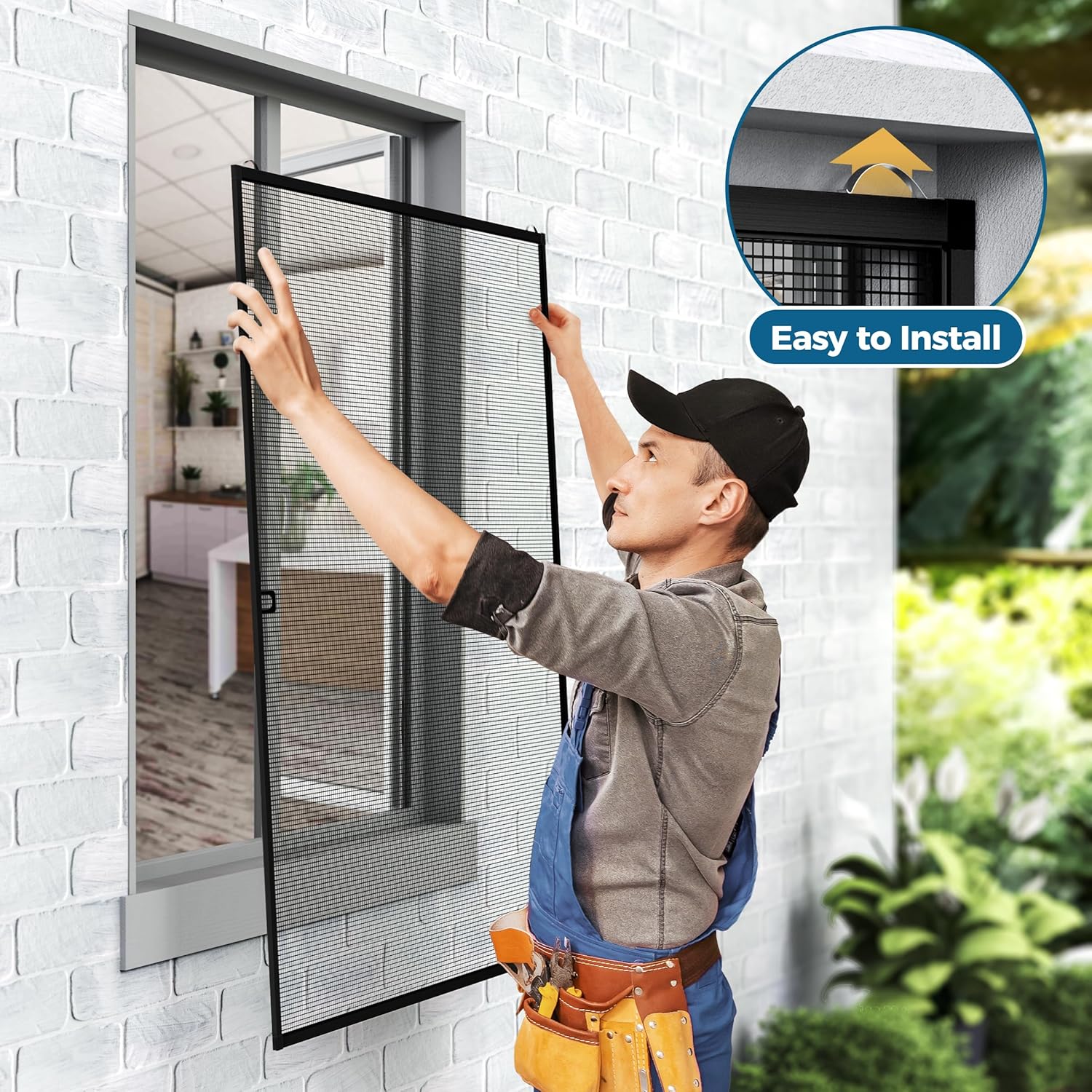 4 Sets Aluminum Window Screen Frame Kit, 5/16 in x 3/5 in x 46 Inch, Makes Four Complete Screen 46" x 46" or Smaller, Includes Premium Screen Mesh, Heavy Duty Corners & Durable Spline, Black