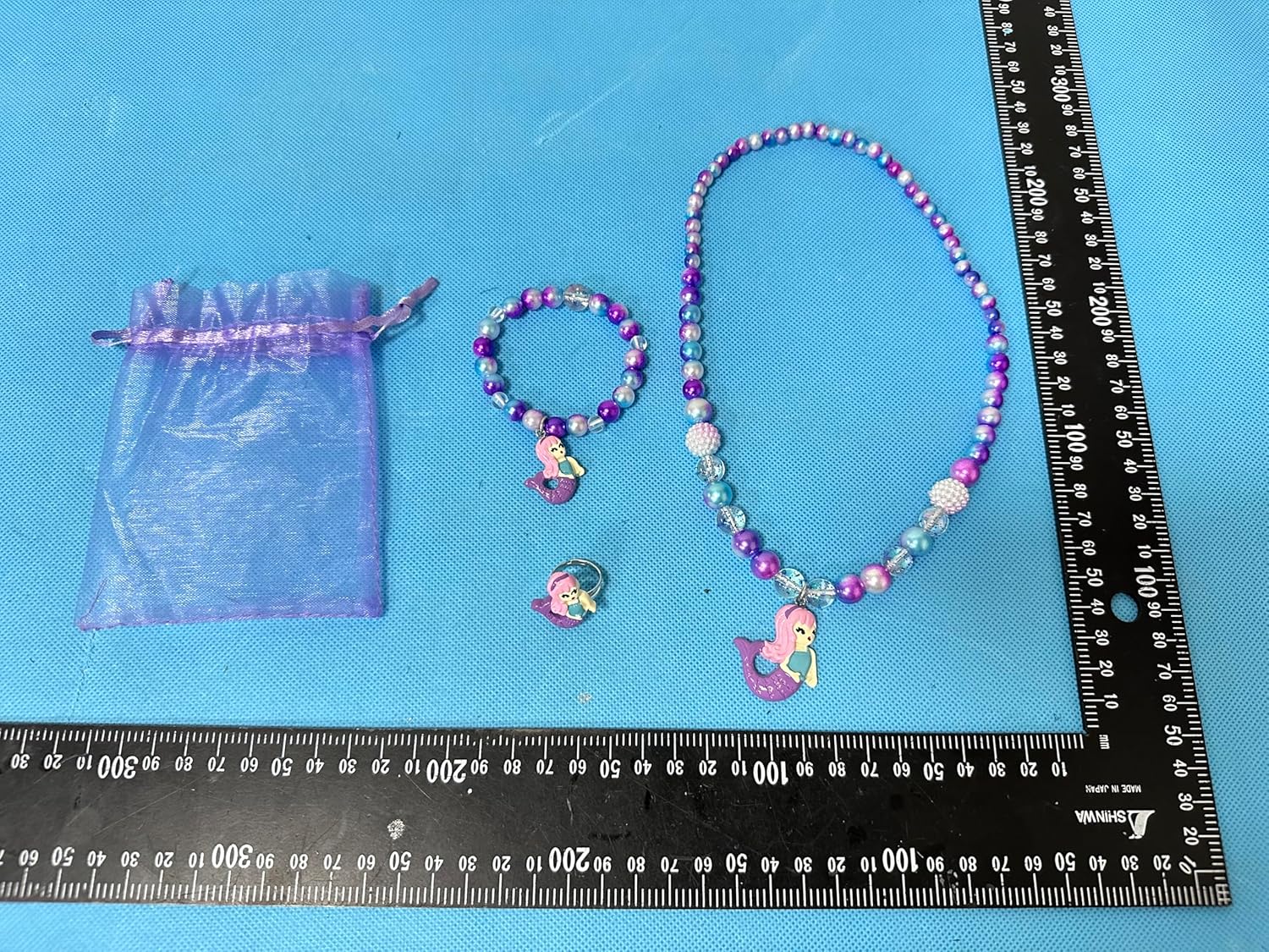 Girls Mermaid Necklace, Bracelet, Ring Set - Dress Up Pretend Play Jewelry Gifts for Kids & Toddlers - Mermaid Party Costume Supplies - Image 7