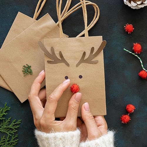 Miniatura 5 de SPERPAND 150 bolsas de regalo pequeñas, bolsas de papel marrón de 6.5 pulgadas, bolsas de regalo de papel kraft para cumpleaños, baby shower,