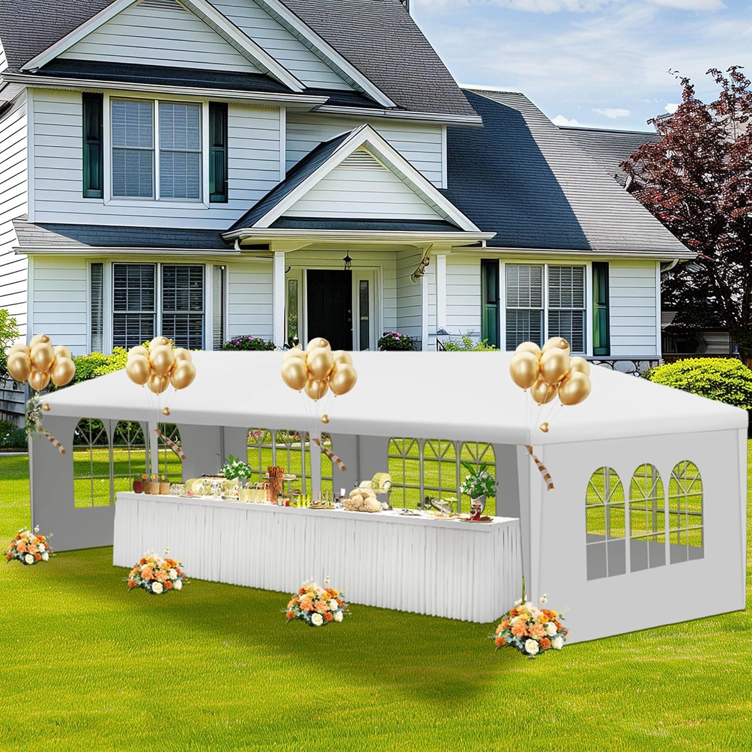 10x30 White Party Canopy Tent with Removable Side Panels