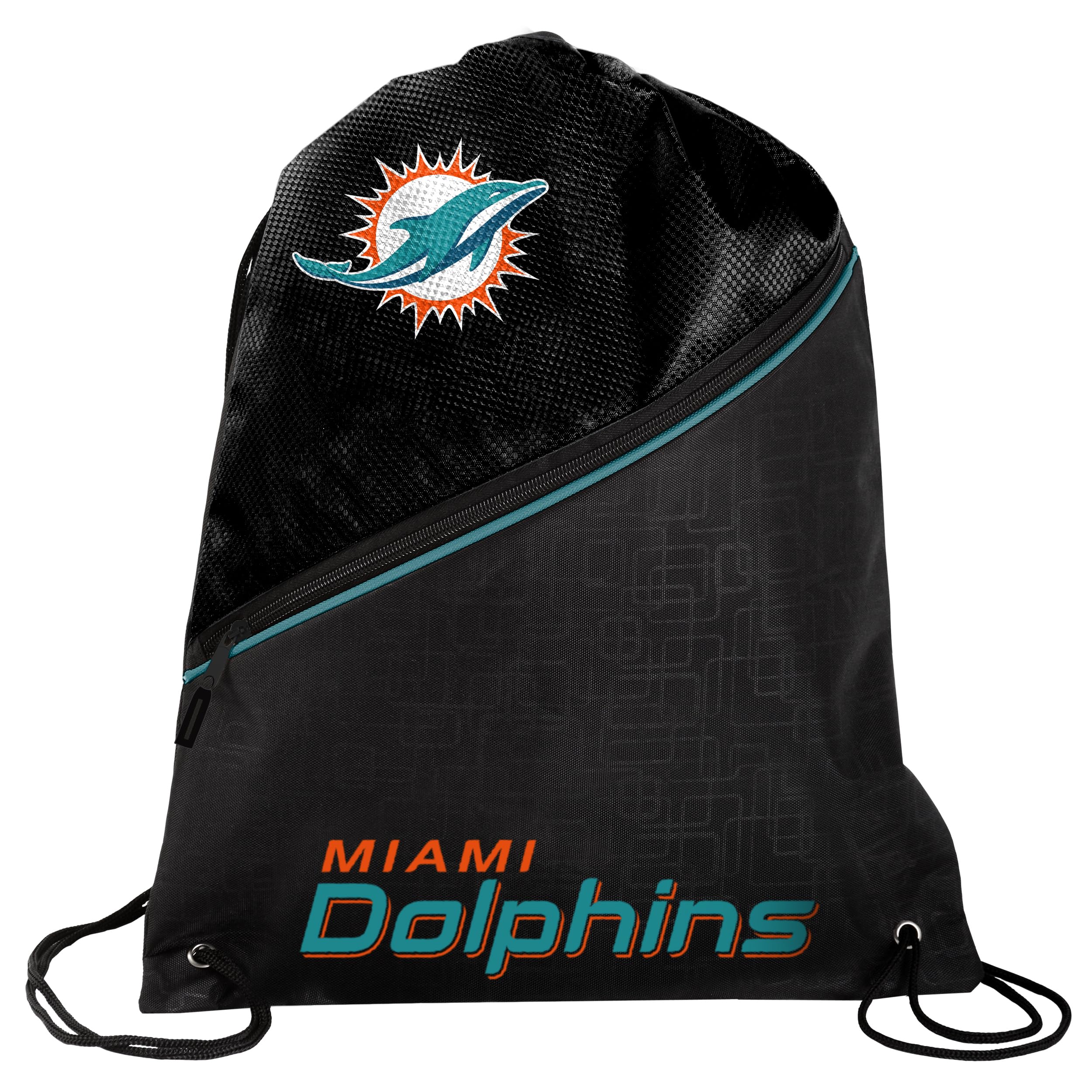 FOCO - NFL High End Diagonal Zippered Drawstring Backpack Gym Bag (Miami Dolphins)