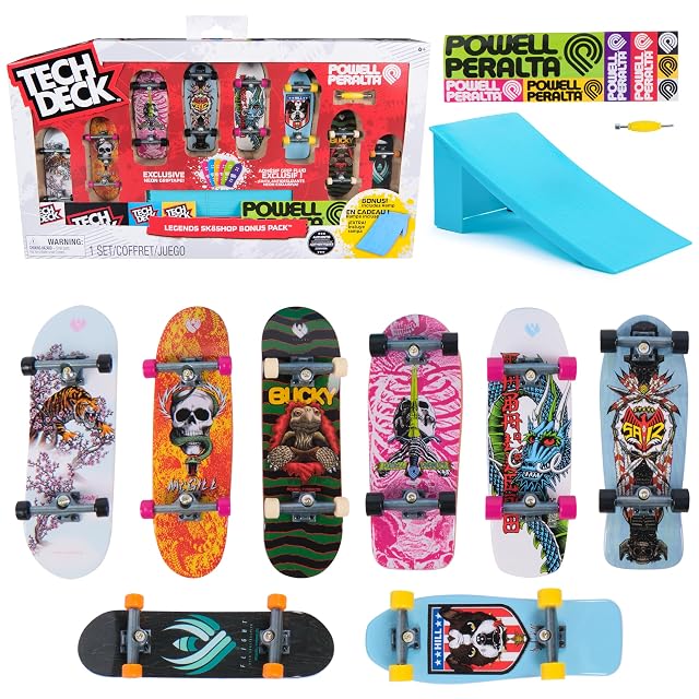TECH Deck Powell Peralta Legends SK8Shop Bonus Pack with Ramp Collectible and Customizable Mini Skateboards Kids Toys for