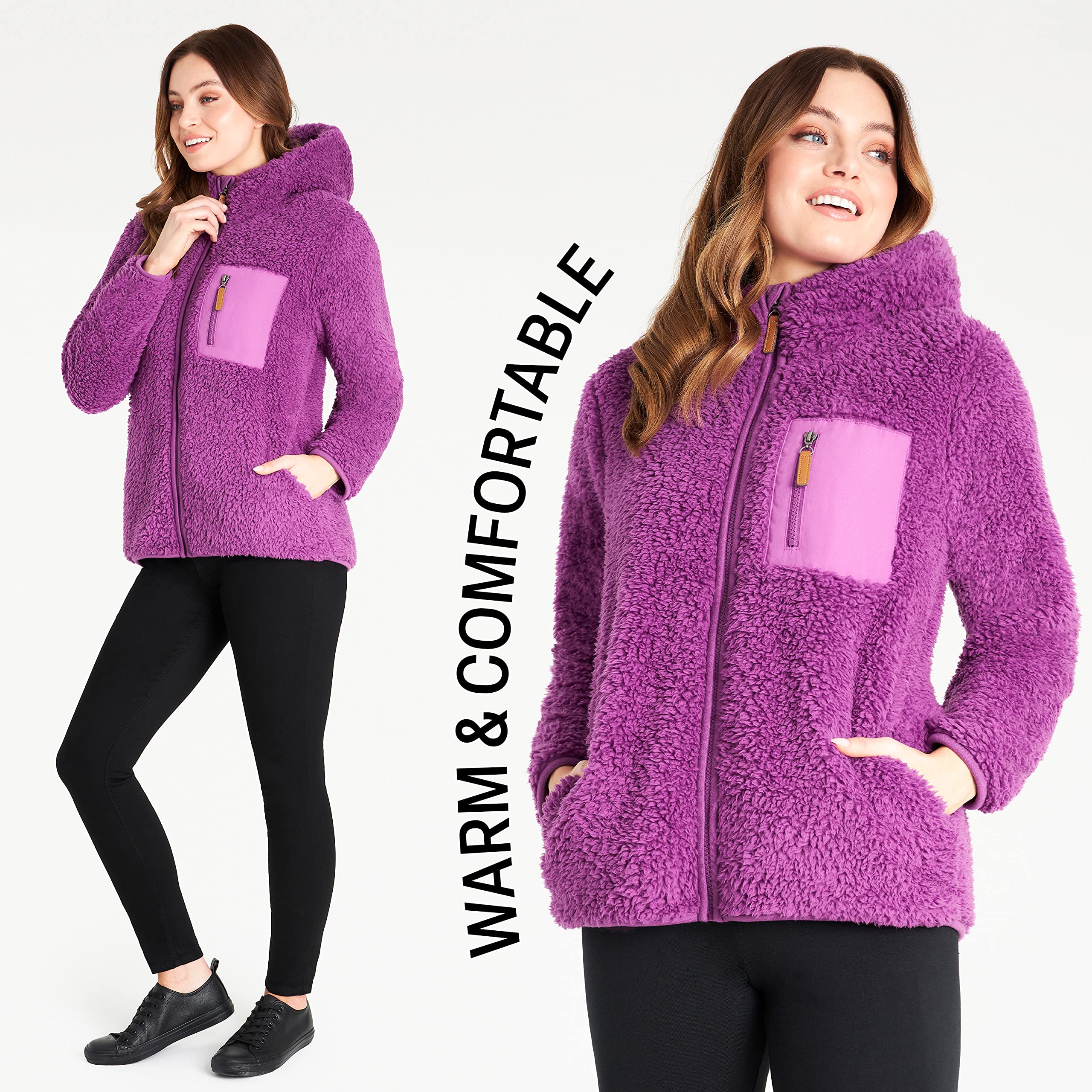 CityComfort Felpa Donna - Felpa Pelosa in Pile Sherpa S-XL