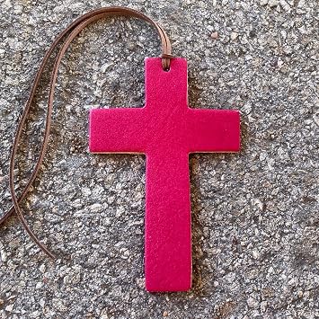 Air Flair | Leather Car Air Freshener | Cross Fuchsia, Leather Scent