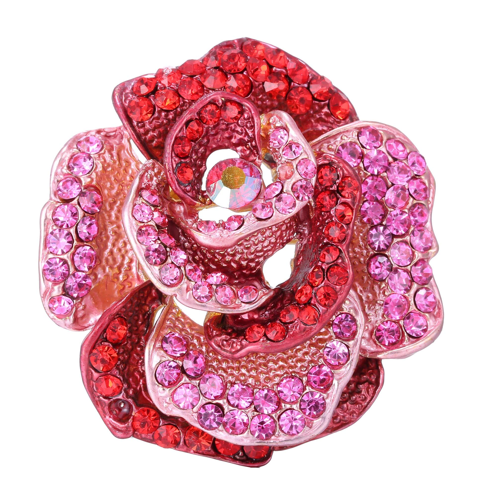 Spilla di Fiori di Rosa Smaltata Rossa per Le Donne Strass Imitazione Perle Spille di Fiori Eleganti Amanti Gioielli di Fidanzamento