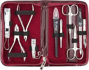 3 Swords Germany 10-Piece Manicure and Pedicure Grooming Kit with Leather Case