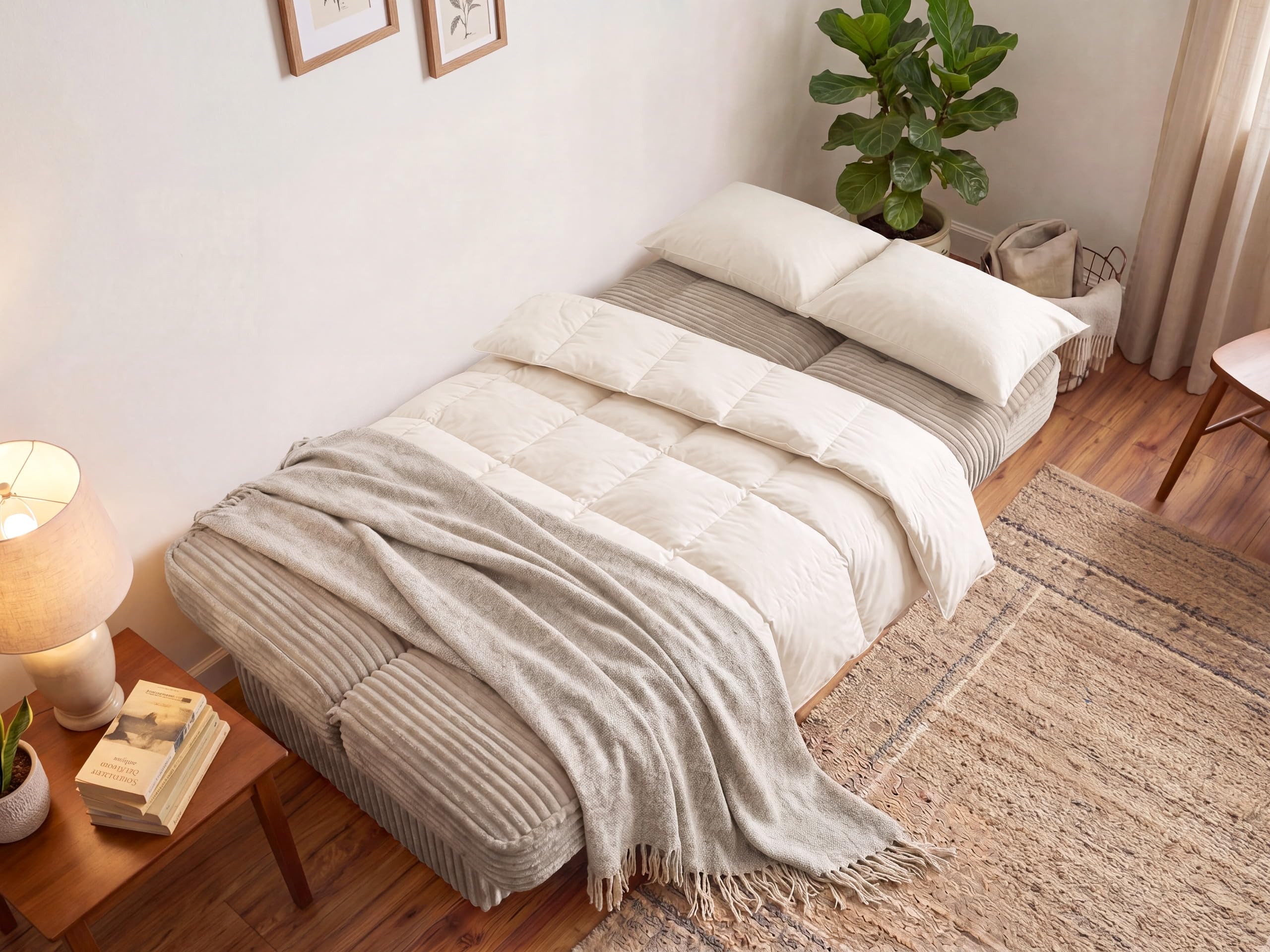 BROMARKT Sofa mit Schlaffunktion Beige Klappsofa 115x190 Cord ZALIA