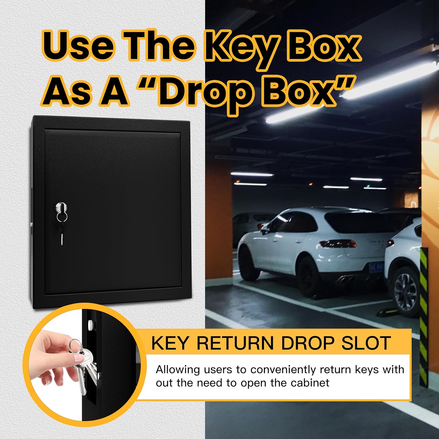 Enterijer view of the XDeer Key Box Wall Mount, showing rows of numbered hooks for organizing up to 125 keys.