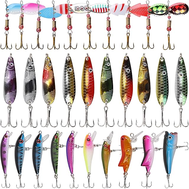 SHADDOCK Fishing Lures Kit Spoon Spinnerbaits Swimbait Crankbaits Minnow Variety Kit Rooster Tail Trout Spinner Salmon Spoons Walleye Assorted Metal Hard Lures Spinners Bait