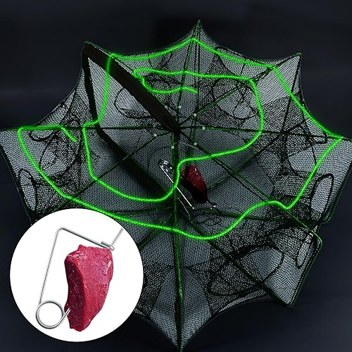 Miniatura 5 de Alwonder Minnow - Trampa para peces de cangrejo, trampa plegable para cangrejos de río con cuerda luminosa y clip de cebo, trampas de cangrejo para