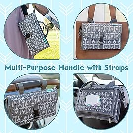 Kopi Baby Portable Diaper Changing Pad - Baby Diaper Changer Travel Bag with Wipes Pocket, Smart Design Portable Changing Mat, Infant Travel Station Kit, Gift for Newborn Girl & Boy - Premium