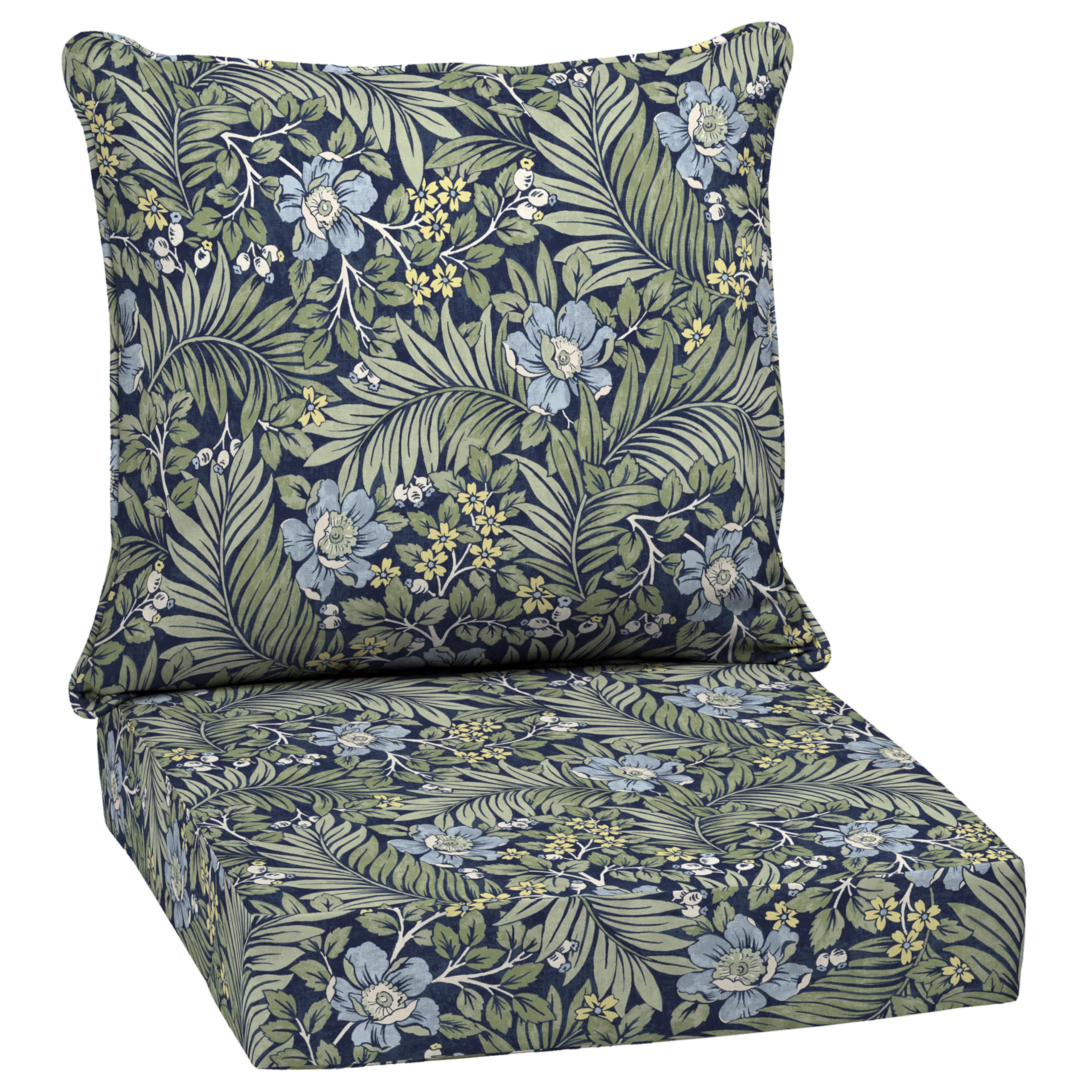 Arden Outdoor Deep Seat Cushion Set, 24 in x 24 in, Weather-Proof, Rain-Proof, Fade Resistant Patio Cushion for Chair, Sofa, and Couch Sapphire Morrison Floral — image 1
