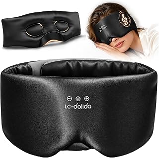 3D Silk Bluetooth Sleep Mask, Mulberry Silk Sleep Mask with Bluetooth Headphones, Bluetooth Eye Sleep Mask for Side Sleepers, Total Blackout Bluetooth Eye Mask for Women Men, Black