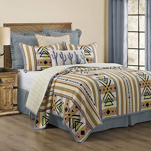 Paseo Road by HiEnd Accents Pontiac - Juego de edredón de 3 piezas con fundas de almohada, tamaño súper Queen, ropa de cama reversible de algodón de