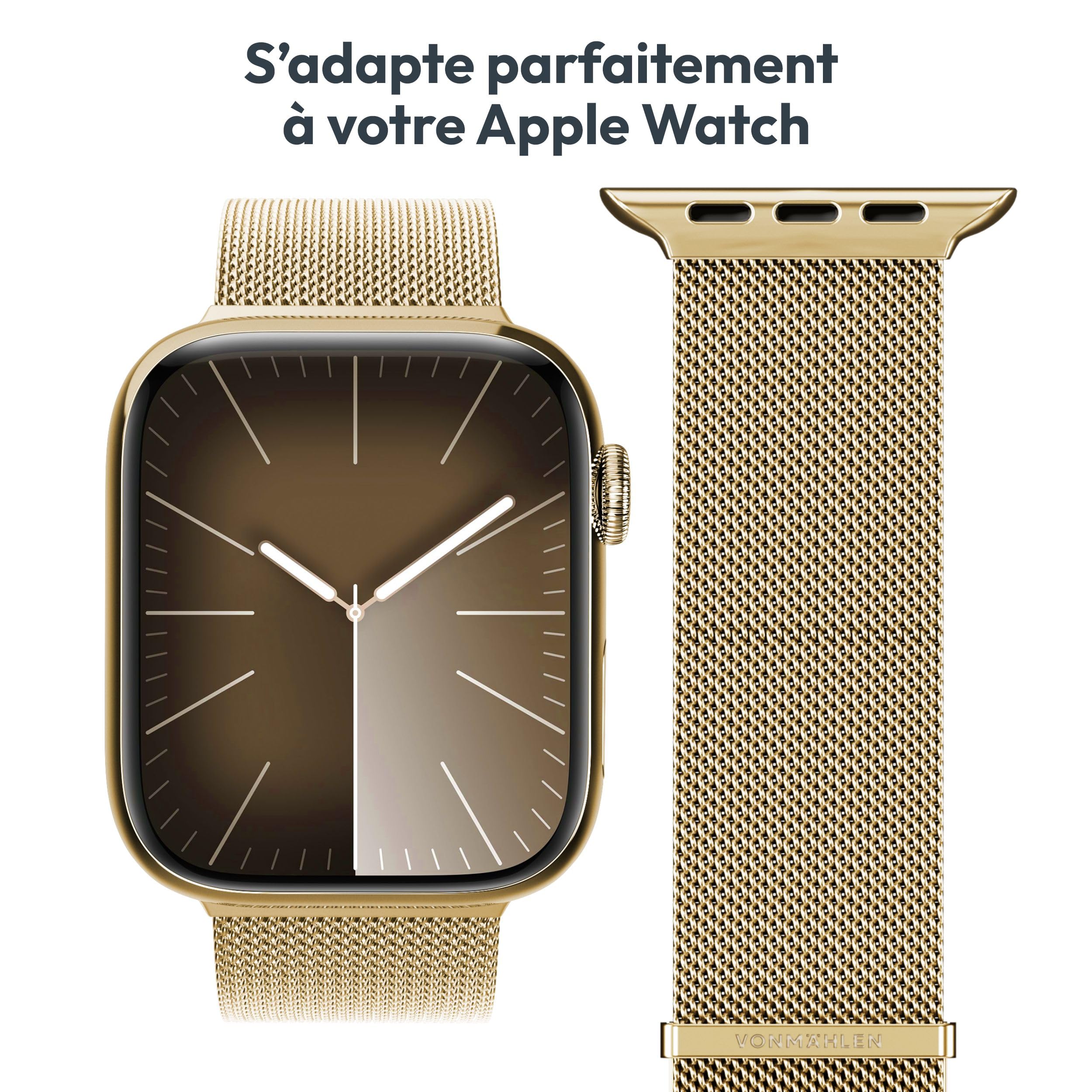 VONMÄHLEN Milanese Loop 2 - Bracelet élégant en acier inoxydable avec fermeture magnétique - Réglable de qualité supérieure - Compatible avec Apple Watch